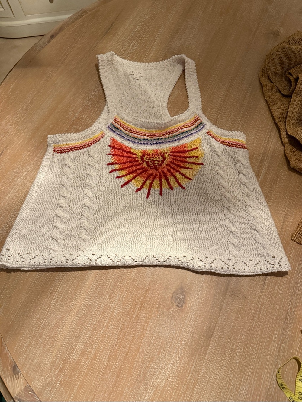 Pilcro Cream Textured Knit Sweater Top